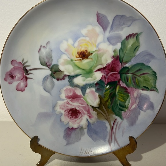 Vintage SHOFU Porcelain Hand Painted Plate w/Gold Rim, Signed, Occupied Japan - Picture 2 of 3